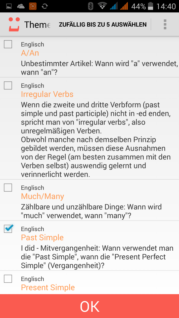 Screenshot der SPRACHLüCKE.com Android App